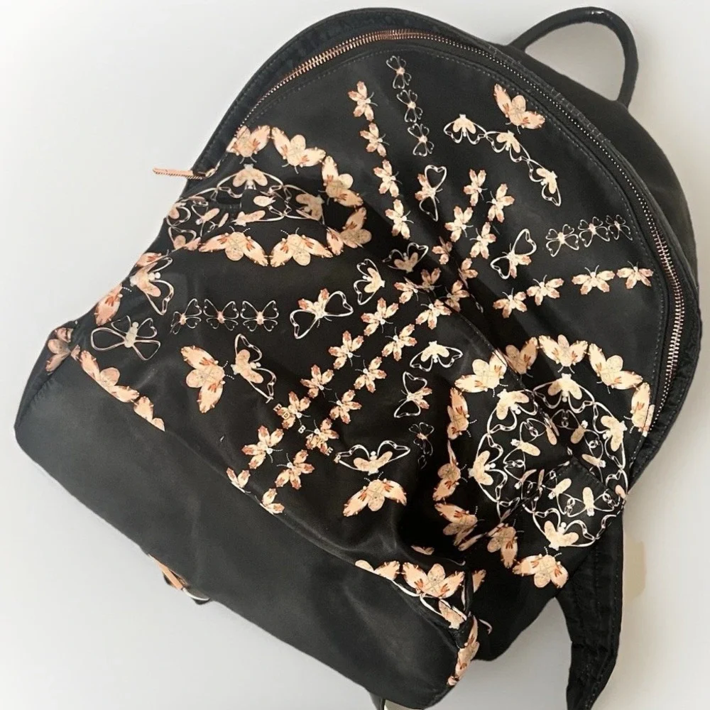 Ted Baker Black Backpack with Peach Floral Print